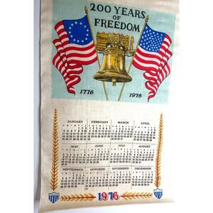 Vintage Liberty Bell 1976 Bicentennial Calendar Tea Towel New In Sleeve
